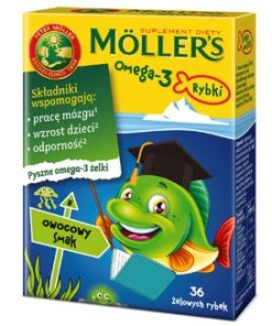 Moller's Omega-3 Rybki, żelki, smak owocowy, 36 sztuk