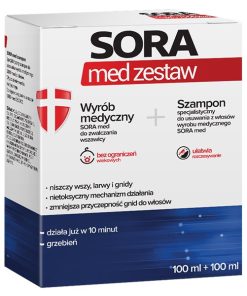 Sora Med Zestaw, płyn do zwalczania wszawicy głowy, 100 ml + szampon specjalistyczny, 100 ml