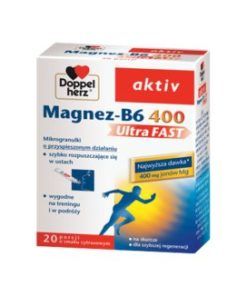 Doppelherz Aktiv Magnez - B6 UltraFAST 400, smak cytrusowy, 20 saszetek