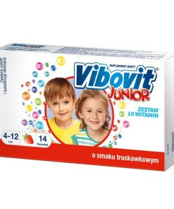 Vibovit Junior, dla dzieci w wieku 4-12 lat, smak truskawkowy, 14 saszetek