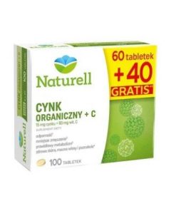 Cynk + Witamina C, 60 tabletek + 40 tabletek gratis, Naturell