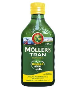 Moller's Tran Norweski, 600 IU powyżej 3 lat, aromat cytrynowy, 250 ml