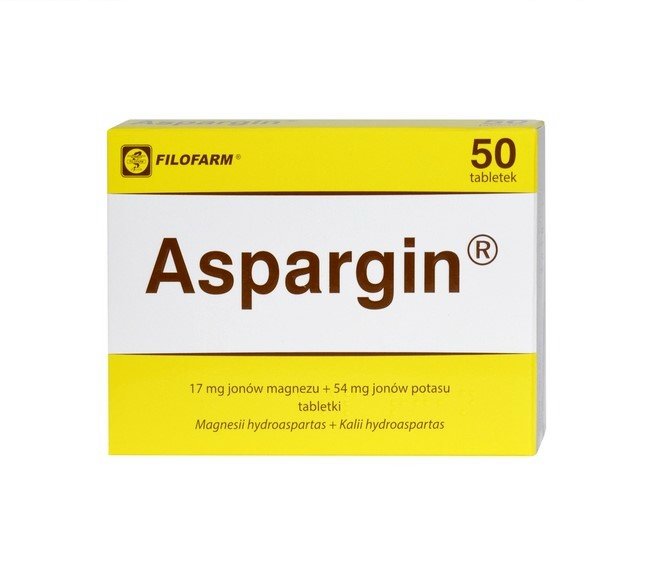 Aspargin 17 mg + 54 mg, 50 tabletek, magnez+ potas