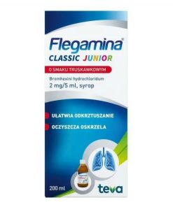 Flegamina Junior 2 mg/ 5 ml, smak truskawkowy, syrop, 120 ml