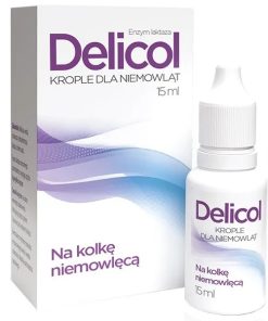 Delicol, enzym laktaza, krople dla niemowląt na kolkę, 15 ml
