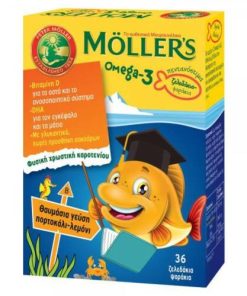 Moller's Omega-3 Rybki, żelki, smak pomarańczowo-cytrynowy, 36 sztuk