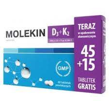Molekin D3 + K2, witamina D 2000 j.m. + witamina K 45 tabletek powlekanych + 15 tabletek gratis