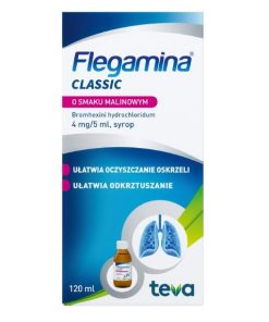 Flegamina Classic 4 mg/ 5 ml, syrop, smak malinowy, 120 ml