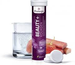 Protego Beauty+Kolagen, smak truskawkowo-rabarbarowy, 20 tabletek musujących