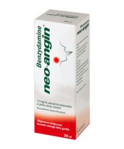 Benzydamine neo-angin 1,5 mg/ml aerozol do stosowania w jamie ustnej, roztwór, 30 ml