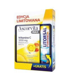 Ascorvita Max Zestaw witamina C 1000mg, 30 tabl. + Litorsal Forte mango-marakuja, 20 tabl
